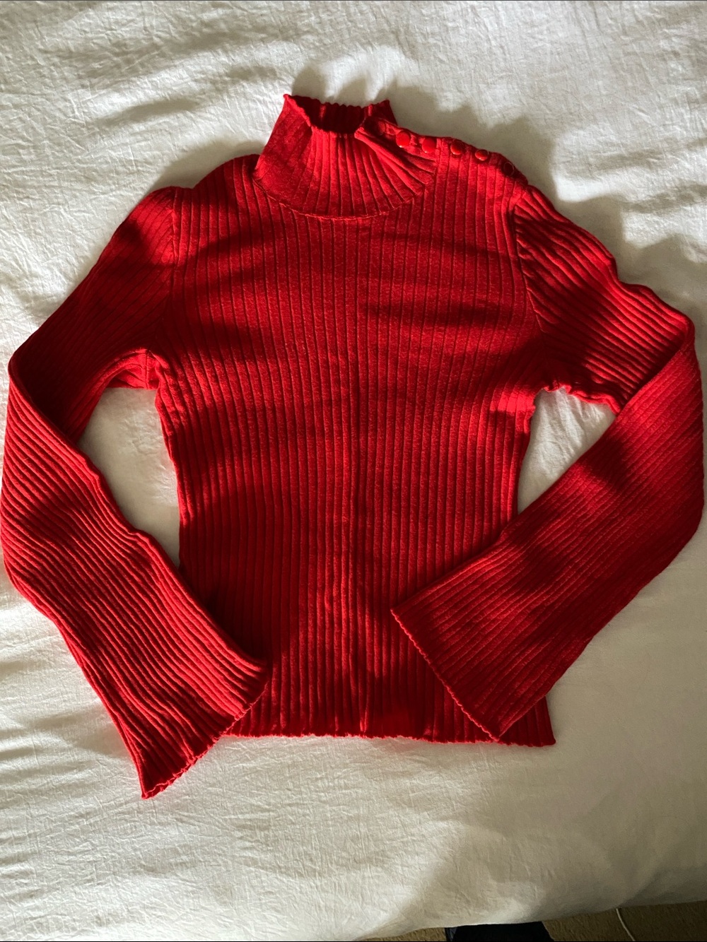 YSE Ribbed Red Mock Neck Sweater